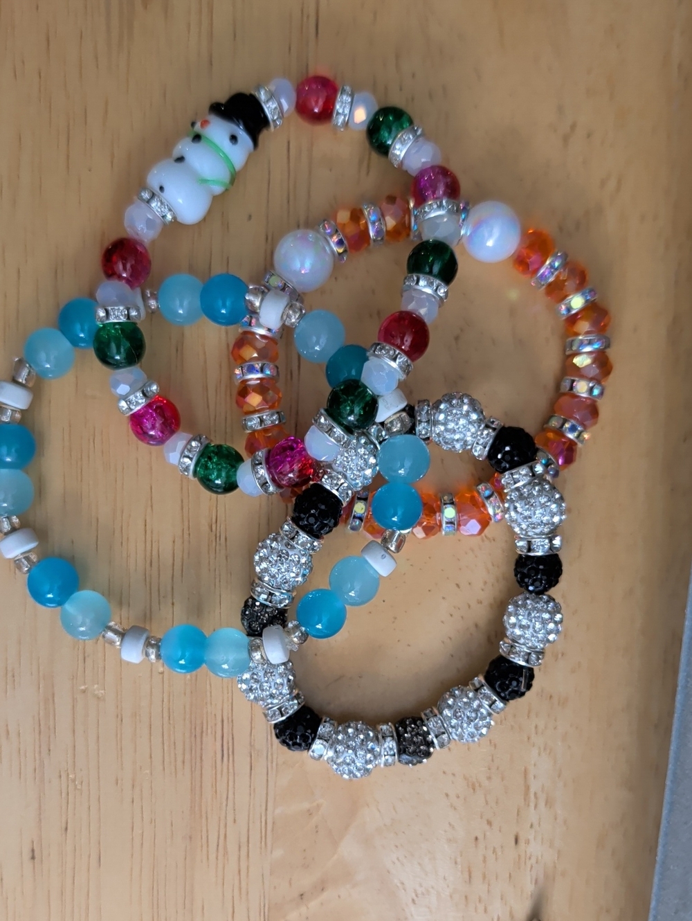 Beaded Multi-Color Stretch Bracelet Set - Turquoise, Pink & Orange NWOT